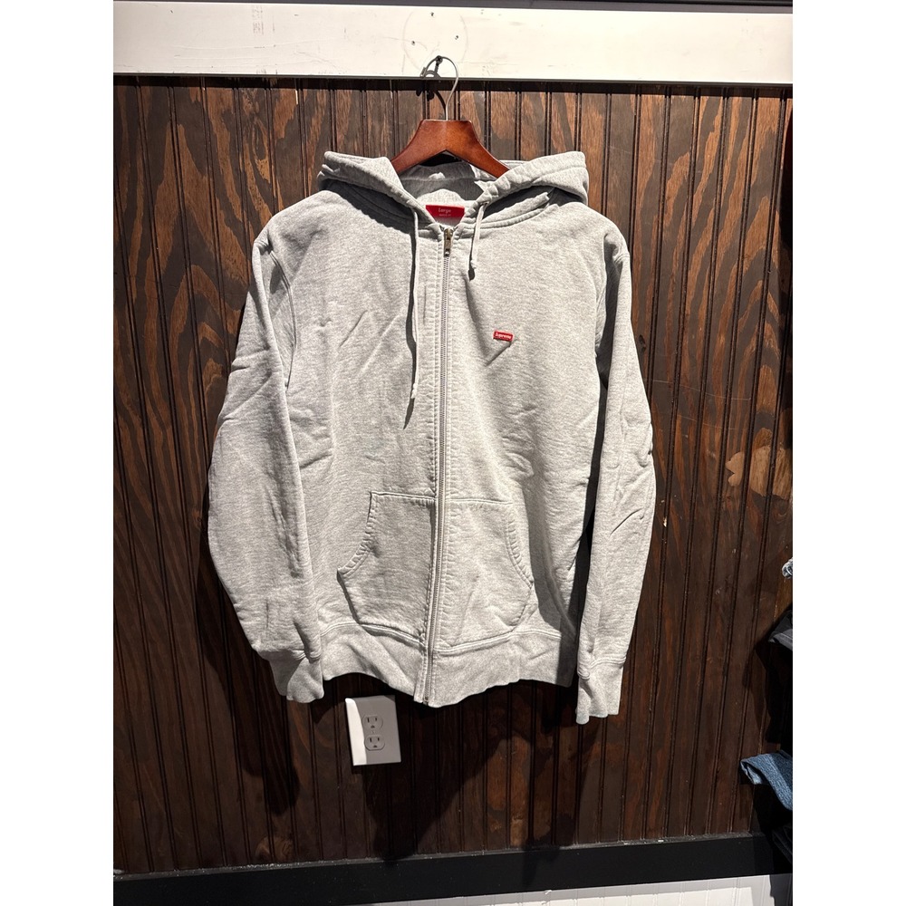 Supreme Small Box Logo Zip Up Hoodie Mens Large Heather Grey Made in Canada